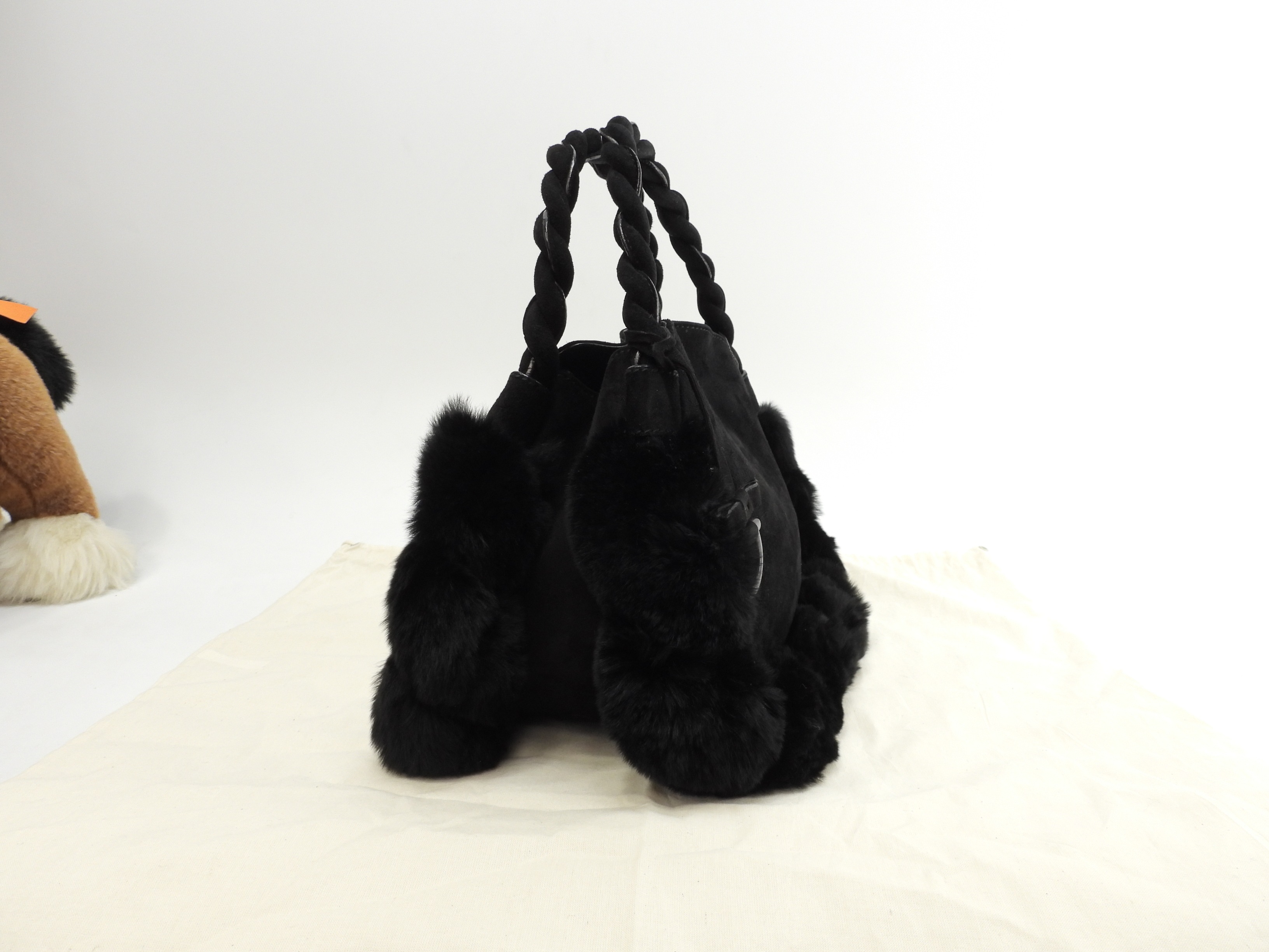 ハンドバッグ カンチーニ ラビットファー黒 ミニトート@ 1