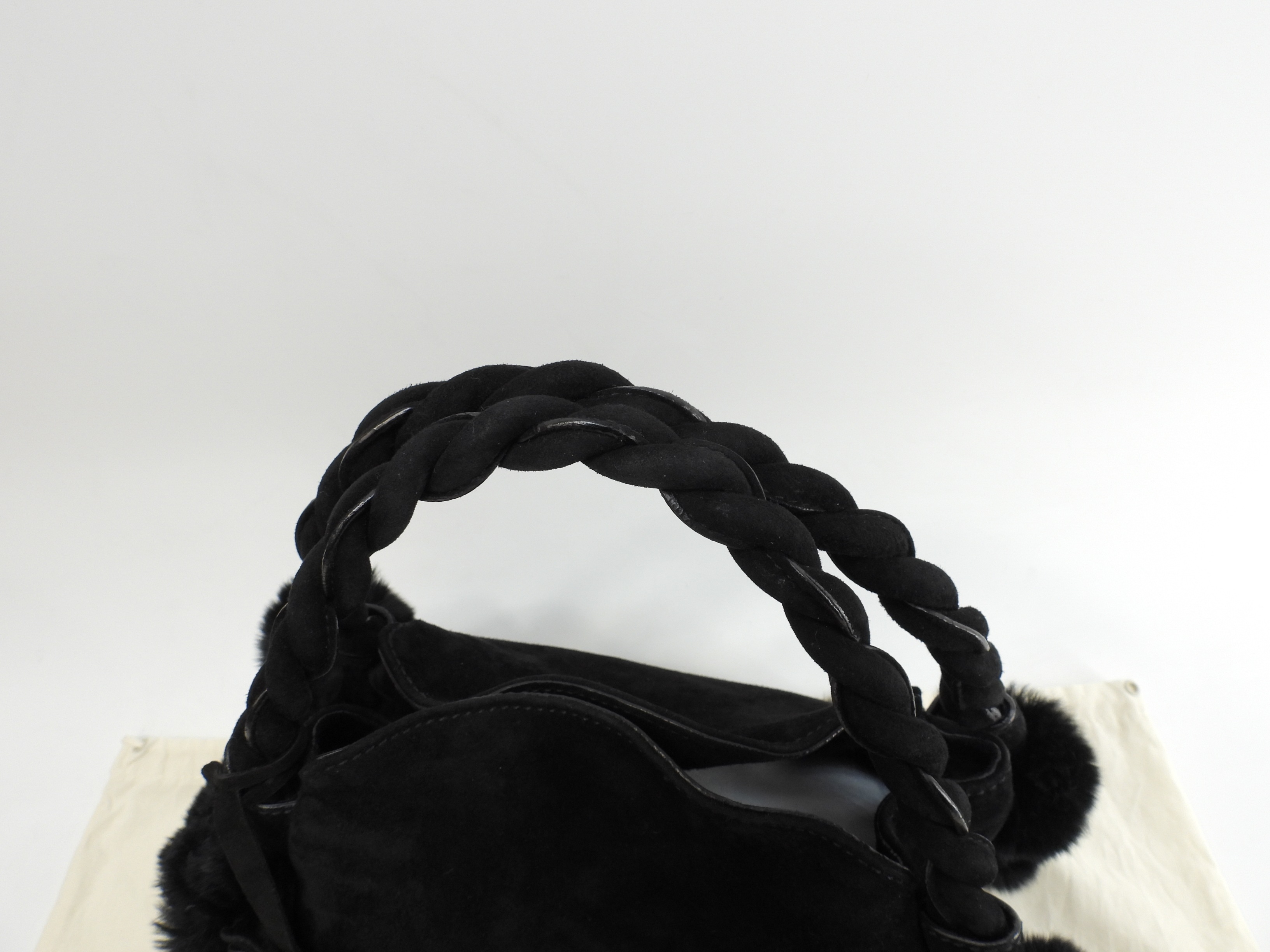 ハンドバッグ カンチーニ ラビットファー黒 ミニトート@ 1