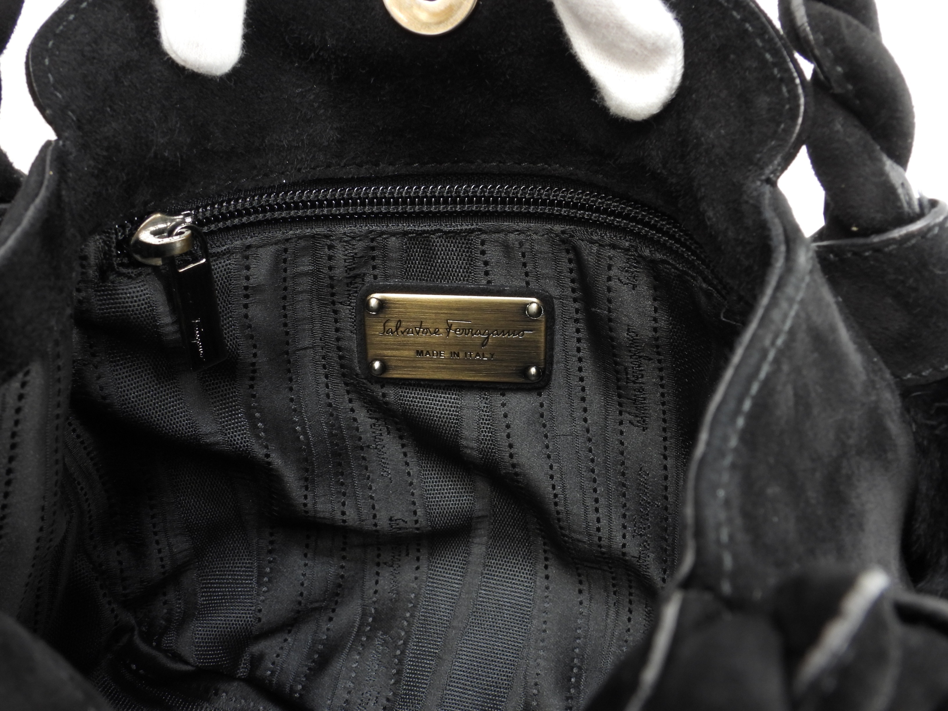 ハンドバッグ カンチーニ ラビットファー黒 ミニトート@ 1