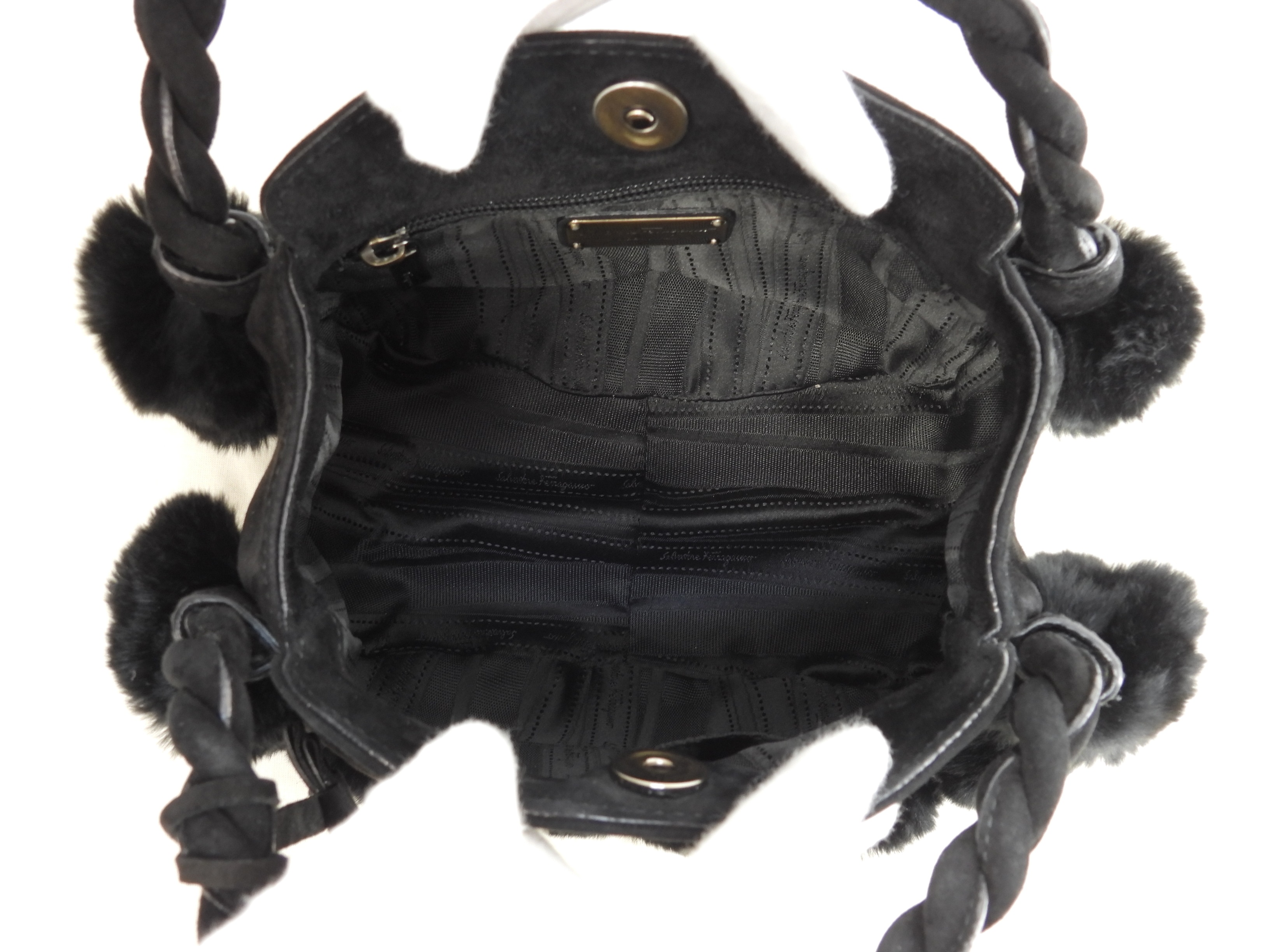 ハンドバッグ カンチーニ ラビットファー黒 ミニトート@ 1