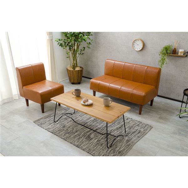 ダイニングソファ 一人掛け キャメル 合成皮革 組立品 ダイニングソファ 一人掛け キャメル 合成皮革 組立品