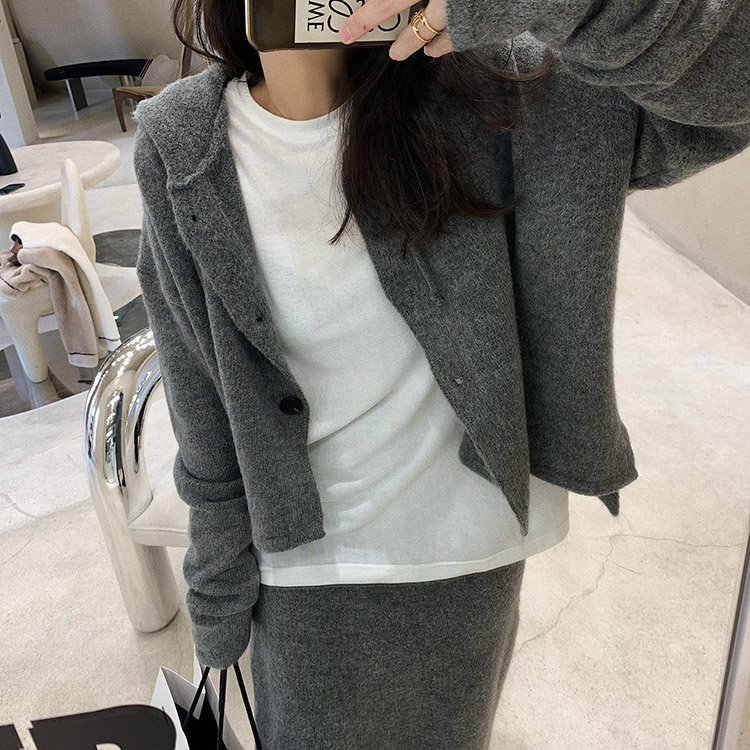 セットアップ レディース 韓国 ニット ニットアップ スカート 長袖 コーディネイト ミモレ丈 ニットスカート カーディガン フーディー 秋 冬