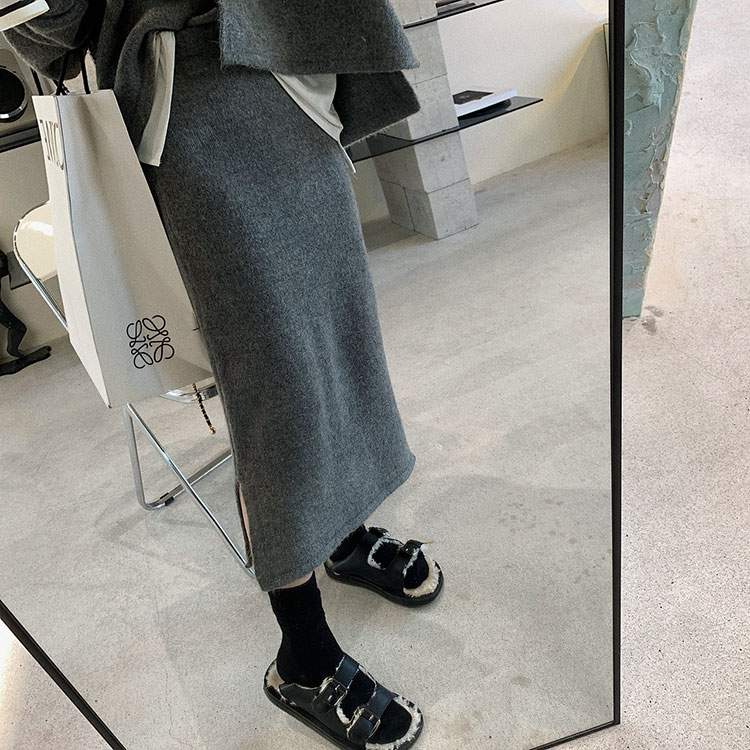 セットアップ レディース 韓国 ニット ニットアップ スカート 長袖 コーディネイト ミモレ丈 ニットスカート カーディガン フーディー 秋 冬