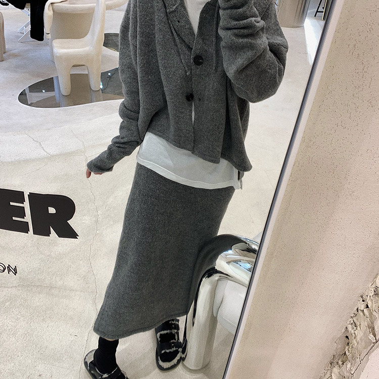 セットアップ レディース 韓国 ニット ニットアップ スカート 長袖 コーディネイト ミモレ丈 ニットスカート カーディガン フーディー 秋 冬