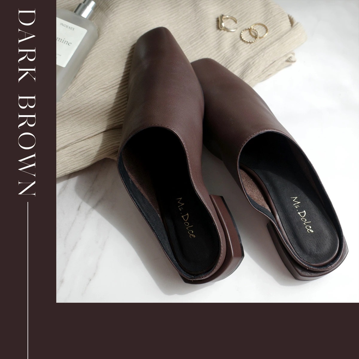 本革ミュールロングノーズ甲深スクエアトゥ レディース 本革ミュールロングノーズ甲深スクエアトゥ レディース