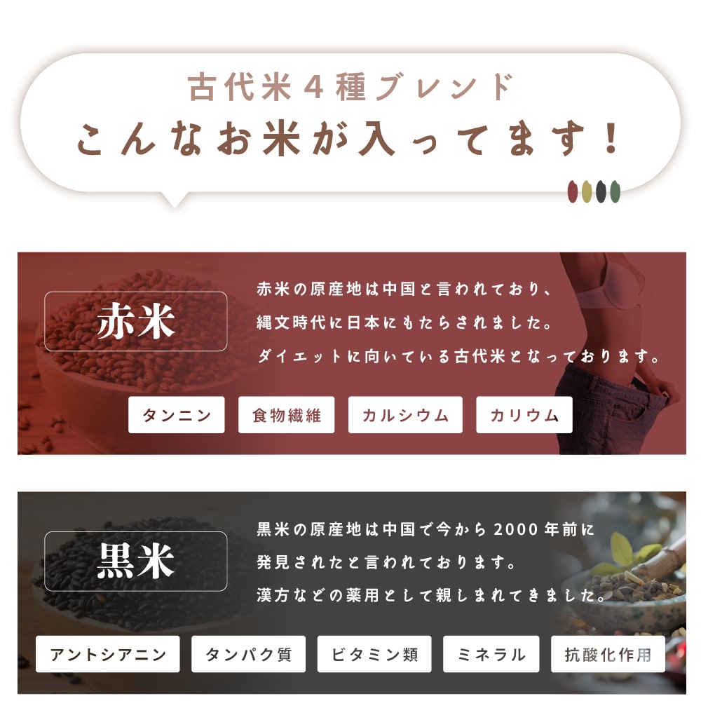 【無洗米雑穀】 古代米４種ブレンド 4kg(400g×10袋) [黒米/赤米/緑米/発芽玄米] お試しサイズ お手軽