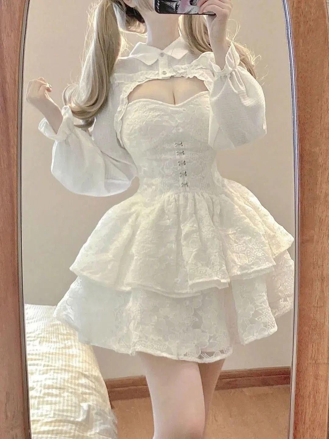 スーツ 女性 2025年秋 富裕層のお嬢様 パフスリーブ ブラウス ウエスト サスペンダー ワンピース 2点セット 母の日 母の日-0008569 スーツ 女性 2025年秋 富裕層のお嬢様 パフスリーブ ブラウス ウエスト サスペンダー ワンピース 2点セット 母の日 母の日-0008569