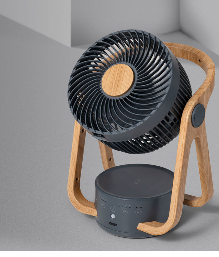 WOOD STYLE 節電センサー付DCサーキュレーター CF-T2314 アイボリー グレー グレージュ 空気循環 扇風機 木目 デザイン インテリア 家電 シンプル スリーアップ THREEUP