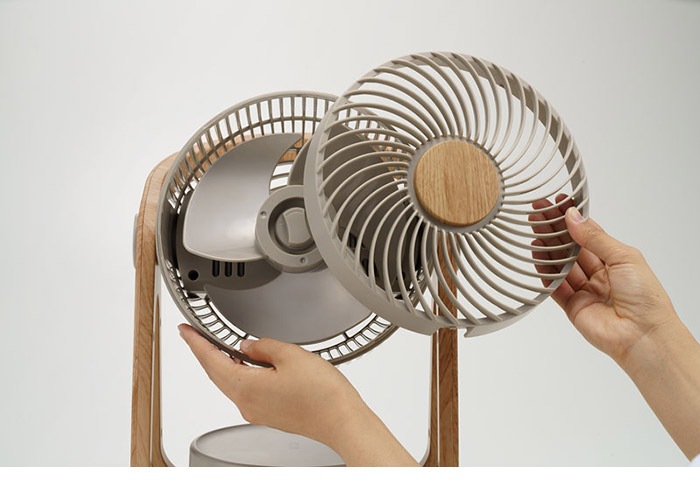 WOOD STYLE 節電センサー付DCサーキュレーター CF-T2314 アイボリー グレー グレージュ 空気循環 扇風機 木目 デザイン インテリア 家電 シンプル スリーアップ THREEUP