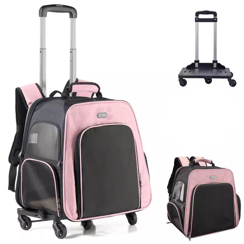 【急速出荷】[最安値挑戦]！ペットキャリー リュック キャスター付き 猫 犬 小型犬 ペット リード 折りたたみ 3way 通気性 耐荷重 15kg 旅行 車 お散歩 防災