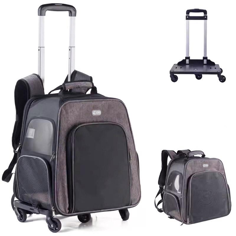 【急速出荷】[最安値挑戦]！ペットキャリー リュック キャスター付き 猫 犬 小型犬 ペット リード 折りたたみ 3way 通気性 耐荷重 15kg 旅行 車 お散歩 防災