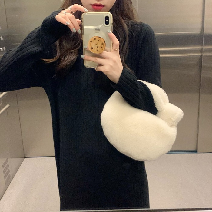 ニットワンピース ワンピース レディース ロングワンピース ロング ミモレ丈 長袖 リブニット クルーネック iライン タイト スリム 春 秋 冬 体型カバー 着痩せ 細見え 大人 カジュアル
