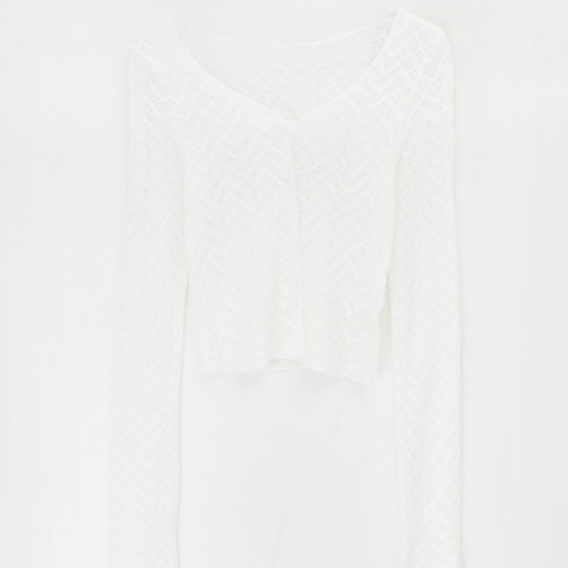 ブラックアップレッドボタンレースクロップカーディガン ブラックアップレッドボタンレースクロップカーディガン