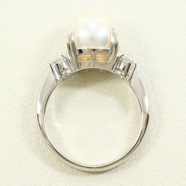PT850 プラチナ リング 7号 パール(真珠) 約9mm ダイヤ 0.19 ジュエリー 中古 PT850 プラチナ リング 7号 パール(真珠) 約9mm ダイヤ 0.19 ジュエリー 中古