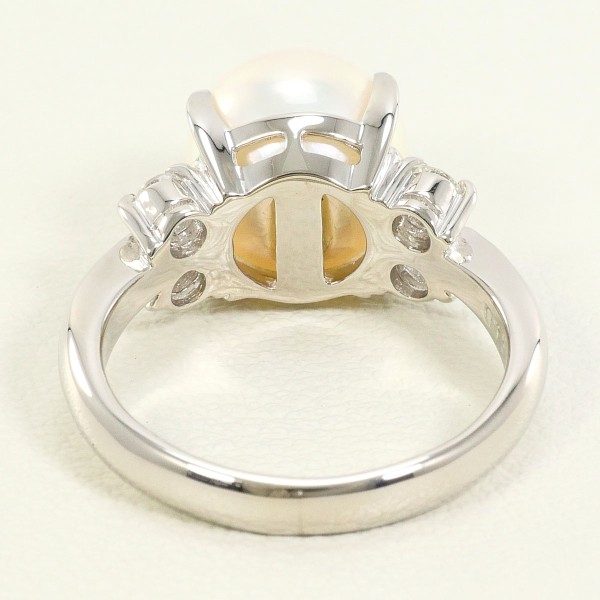 PT850 プラチナ リング 7号 パール(真珠) 約9mm ダイヤ 0.19 ジュエリー 中古 PT850 プラチナ リング 7号 パール(真珠) 約9mm ダイヤ 0.19 ジュエリー 中古