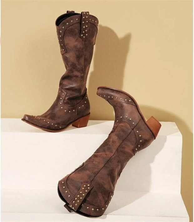 ロングブーツ ウエスタンブーツ ウエスタンブーツ レディース リベット本 太ヒール 低ヒール ローヒール 疲れない ウェスタン ビンテージ ウェスタンブーツ 美脚 ミドル丈 靴 茶色 ブラウン 2 ロングブーツ ウエスタンブーツ ウエスタンブーツ レディース リベット本 太ヒール 低ヒール ローヒール 疲れない ウェスタン ビンテージ ウェスタンブーツ 美脚 ミドル丈 靴 茶色 ブラウン 2