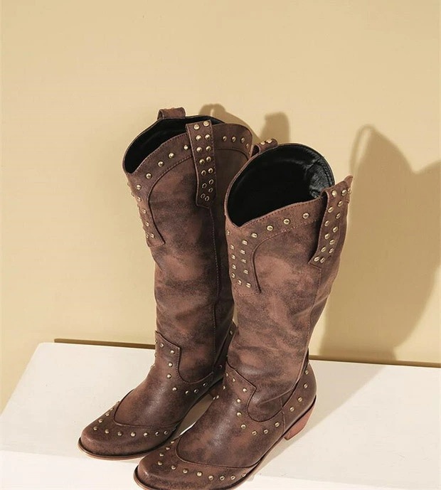 ロングブーツ ウエスタンブーツ ウエスタンブーツ レディース リベット本 太ヒール 低ヒール ローヒール 疲れない ウェスタン ビンテージ ウェスタンブーツ 美脚 ミドル丈 靴 茶色 ブラウン 2 ロングブーツ ウエスタンブーツ ウエスタンブーツ レディース リベット本 太ヒール 低ヒール ローヒール 疲れない ウェスタン ビンテージ ウェスタンブーツ 美脚 ミドル丈 靴 茶色 ブラウン 2
