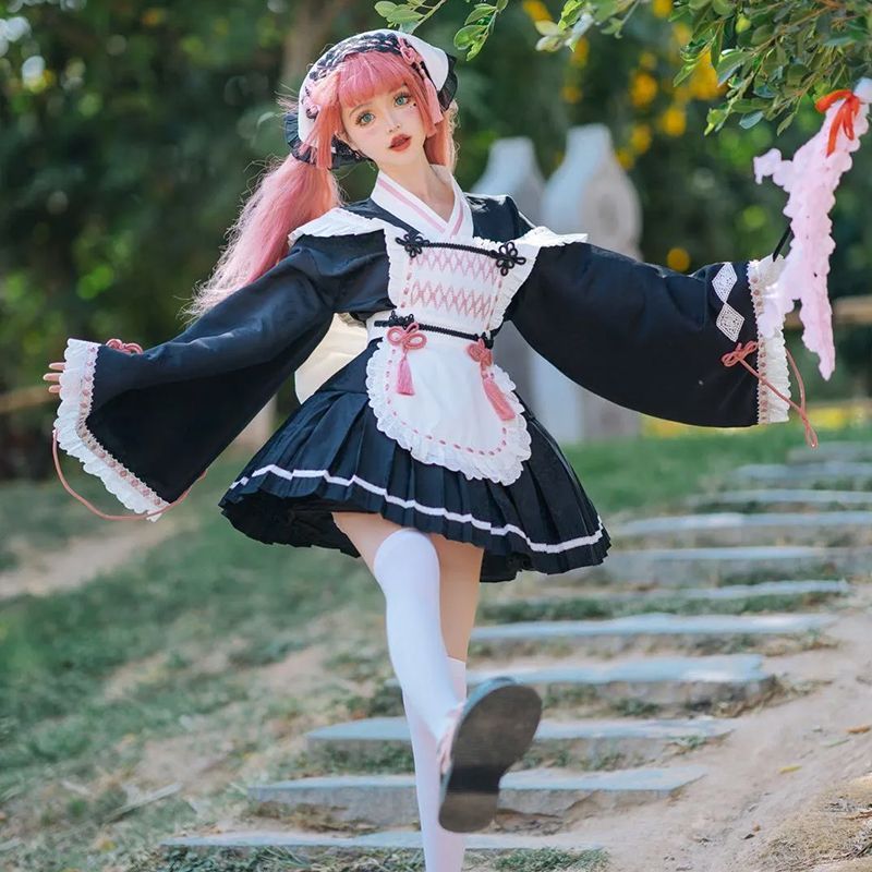 桜を探すロリータ ロリータデイリーキュートなライトロースカートワンピースセット 桜を探すロリータ ロリータデイリーキュートなライトロースカートワンピースセット