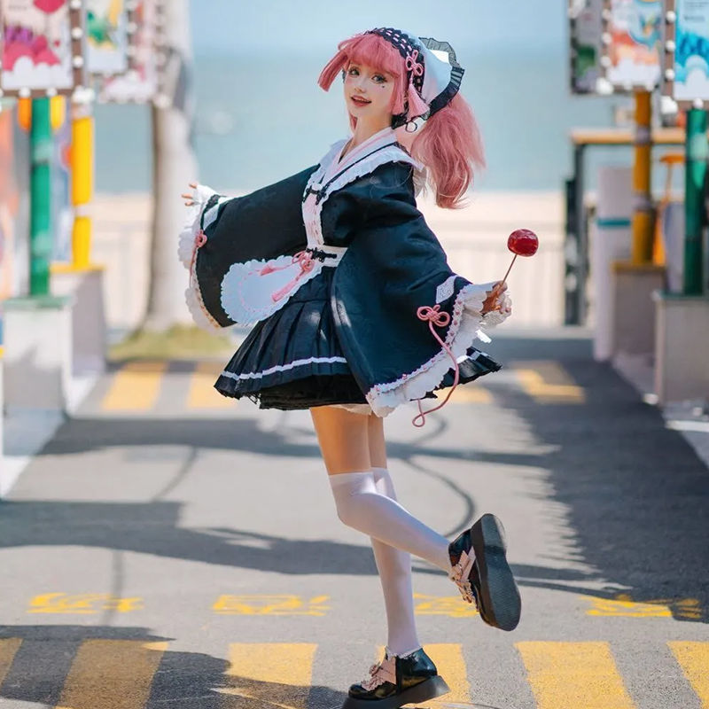 桜を探すロリータ ロリータデイリーキュートなライトロースカートワンピースセット 桜を探すロリータ ロリータデイリーキュートなライトロースカートワンピースセット