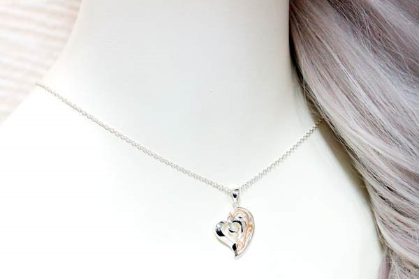 ハワイアンジュエリー ペンダント ネックレス ハート フレーム カールライン スクロール 波 ピンクゴールド レディース シルバー925 ハワイアンジュエリー ペンダント ネックレス ハート フレーム カールライン スクロール 波 ピンクゴールド レディース シルバー925