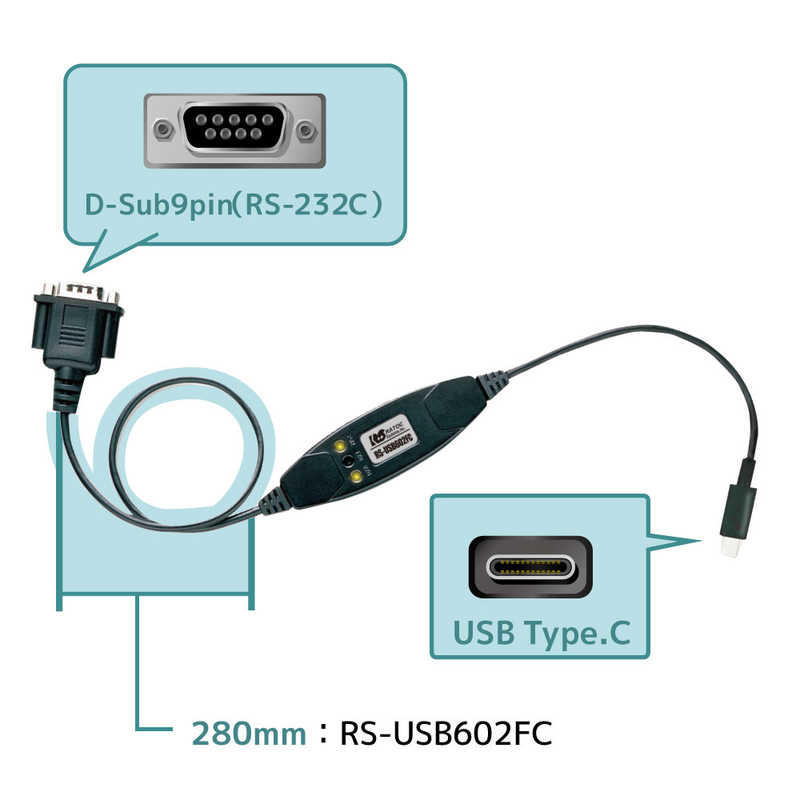 ラトックシステム　USBシリアルコンバーター(USB Cタイプ) ［Type-Cオス］　RSUSB602FC