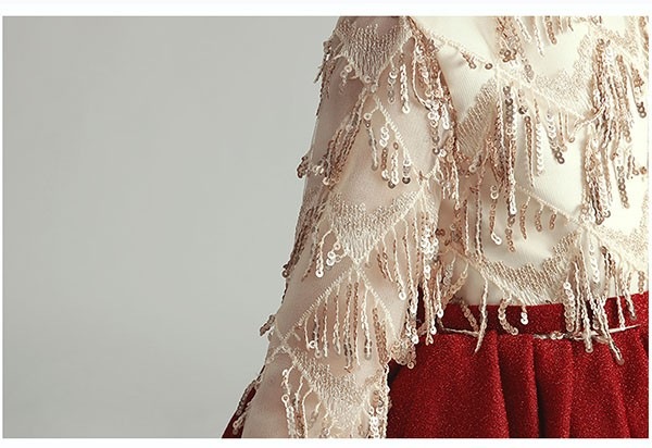 ピアノ発表会 ドレス 中学生 ワンピース 女の子 キッズドレス ショート ひざ丈 春秋向け ハイネック ガール 子供ドレス 袖あり 演奏会 フラワーガール ベールガール リングガール プリンセスドレス