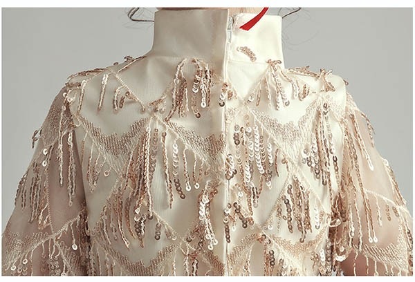 ピアノ発表会 ドレス 中学生 ワンピース 女の子 キッズドレス ショート ひざ丈 春秋向け ハイネック ガール 子供ドレス 袖あり 演奏会 フラワーガール ベールガール リングガール プリンセスドレス