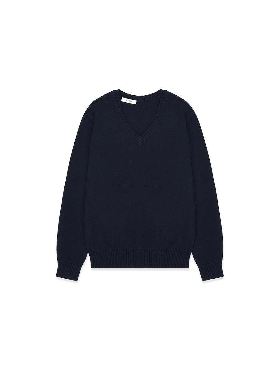 【GLOWNY】 G CLASSIC V-NECK SLIM PULLOVER : NAVY