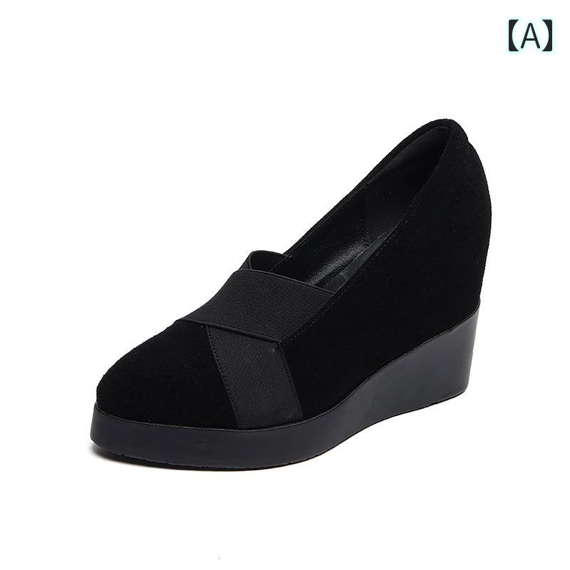 再入荷品ブーティ 黒 スエード パンプス 10cm 超厚底 ウェッジソール 身長アップ 厚底 スリッポン かっこいい きれいめ クロスデザイン シープスキン 柔らかい ソフトレザー 革靴 オールブラッ 再入荷品ブーティ 黒 スエード パンプス 10cm 超厚底 ウェッジソール 身長アップ 厚底 スリッポン かっこいい きれいめ クロスデザイン シープスキン 柔らかい ソフトレザー 革靴 オールブラッ