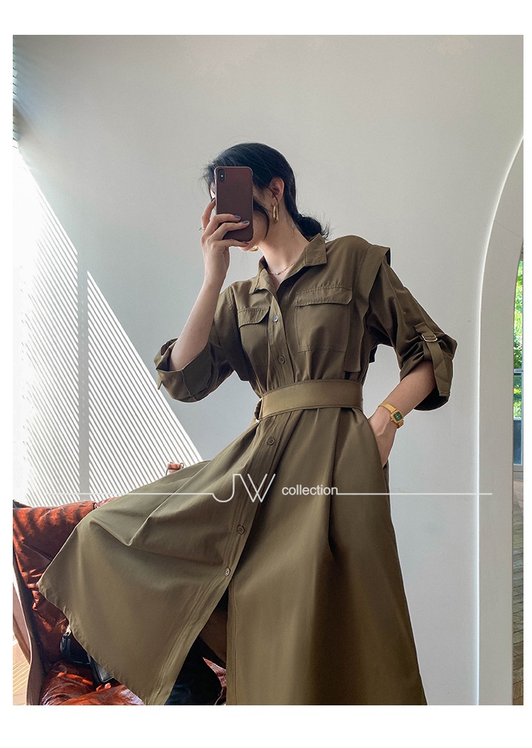 ワンピース シャツワンピース フレアワンピース 膝下 ミモレ ミモレ丈 袖あり 長袖 Vネック 襟付き スタンダードカラー フレア Aライン ベルト ウエストマーク ハイウエスト 前開き ボタン ワンピース シャツワンピース フレアワンピース 膝下 ミモレ ミモレ丈 袖あり 長袖 Vネック 襟付き スタンダードカラー フレア Aライン ベルト ウエストマーク ハイウエスト 前開き ボタン