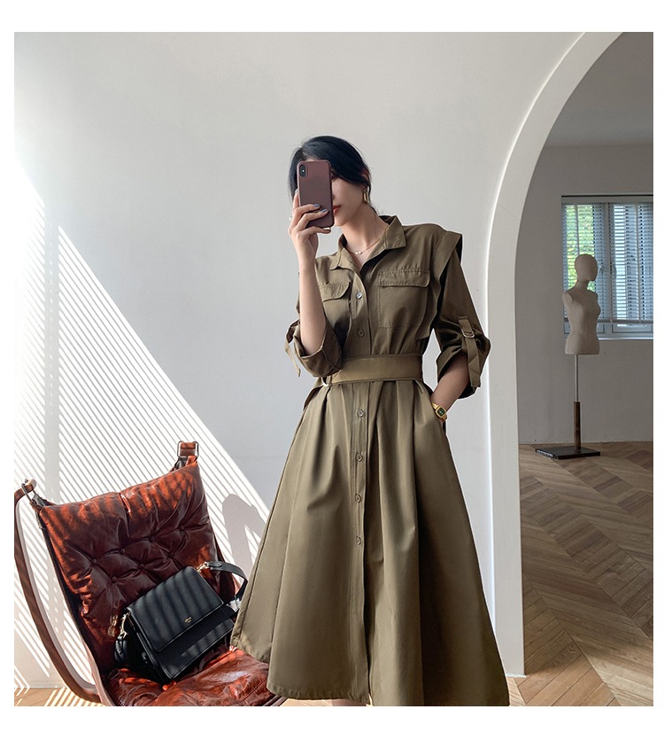 ワンピース シャツワンピース フレアワンピース 膝下 ミモレ ミモレ丈 袖あり 長袖 Vネック 襟付き スタンダードカラー フレア Aライン ベルト ウエストマーク ハイウエスト 前開き ボタン ワンピース シャツワンピース フレアワンピース 膝下 ミモレ ミモレ丈 袖あり 長袖 Vネック 襟付き スタンダードカラー フレア Aライン ベルト ウエストマーク ハイウエスト 前開き ボタン