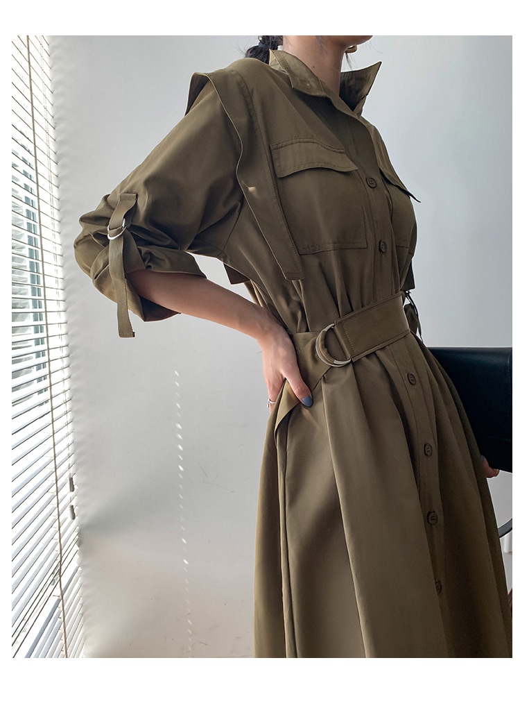 ワンピース シャツワンピース フレアワンピース 膝下 ミモレ ミモレ丈 袖あり 長袖 Vネック 襟付き スタンダードカラー フレア Aライン ベルト ウエストマーク ハイウエスト 前開き ボタン ワンピース シャツワンピース フレアワンピース 膝下 ミモレ ミモレ丈 袖あり 長袖 Vネック 襟付き スタンダードカラー フレア Aライン ベルト ウエストマーク ハイウエスト 前開き ボタン