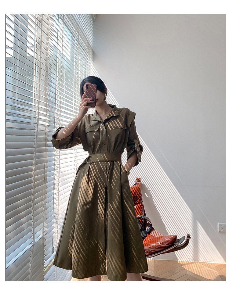 ワンピース シャツワンピース フレアワンピース 膝下 ミモレ ミモレ丈 袖あり 長袖 Vネック 襟付き スタンダードカラー フレア Aライン ベルト ウエストマーク ハイウエスト 前開き ボタン ワンピース シャツワンピース フレアワンピース 膝下 ミモレ ミモレ丈 袖あり 長袖 Vネック 襟付き スタンダードカラー フレア Aライン ベルト ウエストマーク ハイウエスト 前開き ボタン