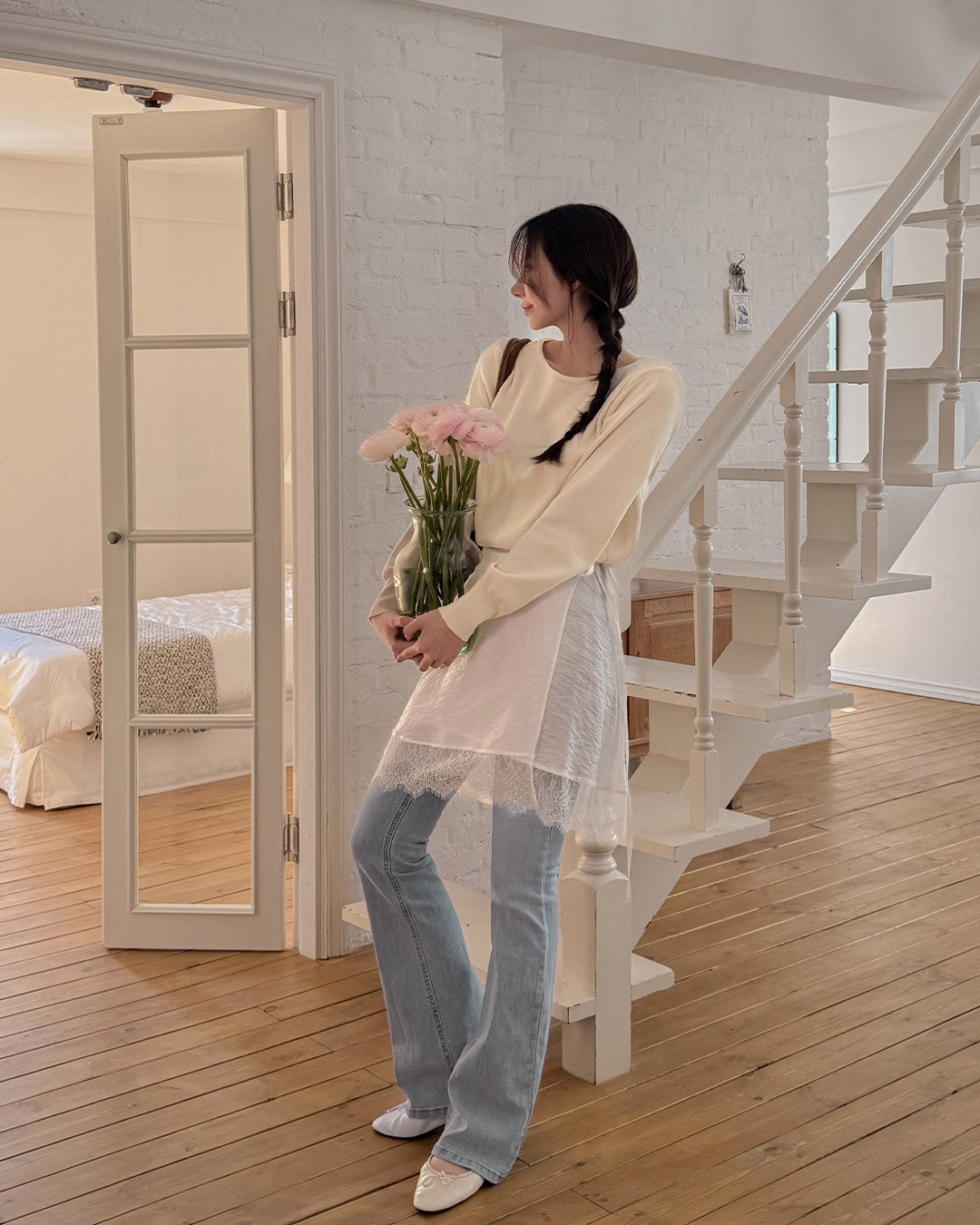 デンモラップレイヤードスカート韓国ファッション レディース デンモラップレイヤードスカート韓国ファッション レディース