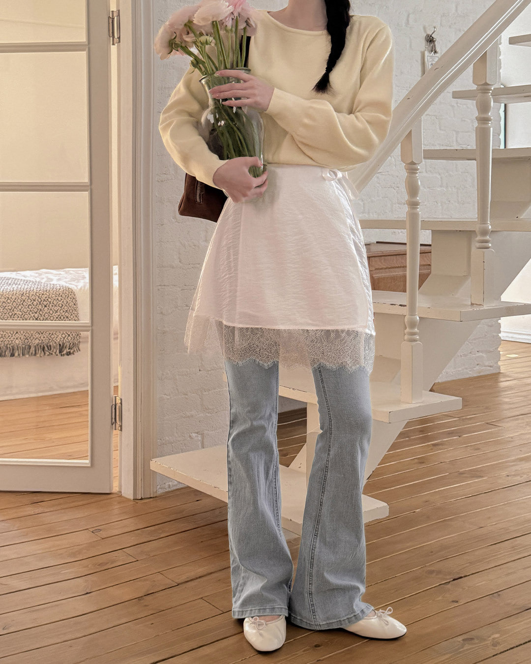 デンモラップレイヤードスカート韓国ファッション レディース デンモラップレイヤードスカート韓国ファッション レディース