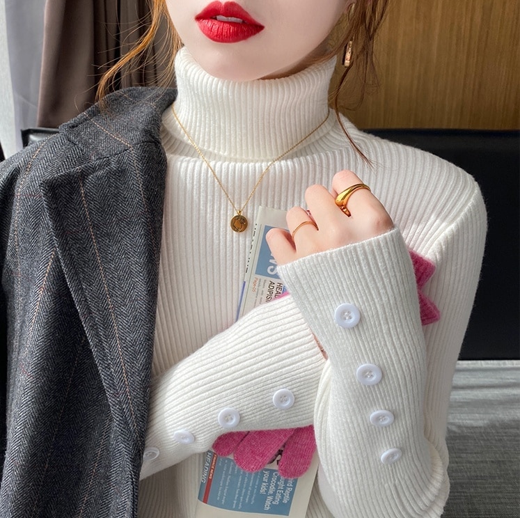 トップス ニットソー プルオーバー インナー ミディアム丈 袖あり 長袖 タートルネック ボタン スリム リブニット 伸縮性 薄手 ベージュ ホワイト ブラック カジュアル 上品 お洒落 個性的 トップス ニットソー プルオーバー インナー ミディアム丈 袖あり 長袖 タートルネック ボタン スリム リブニット 伸縮性 薄手 ベージュ ホワイト ブラック カジュアル 上品 お洒落 個性的