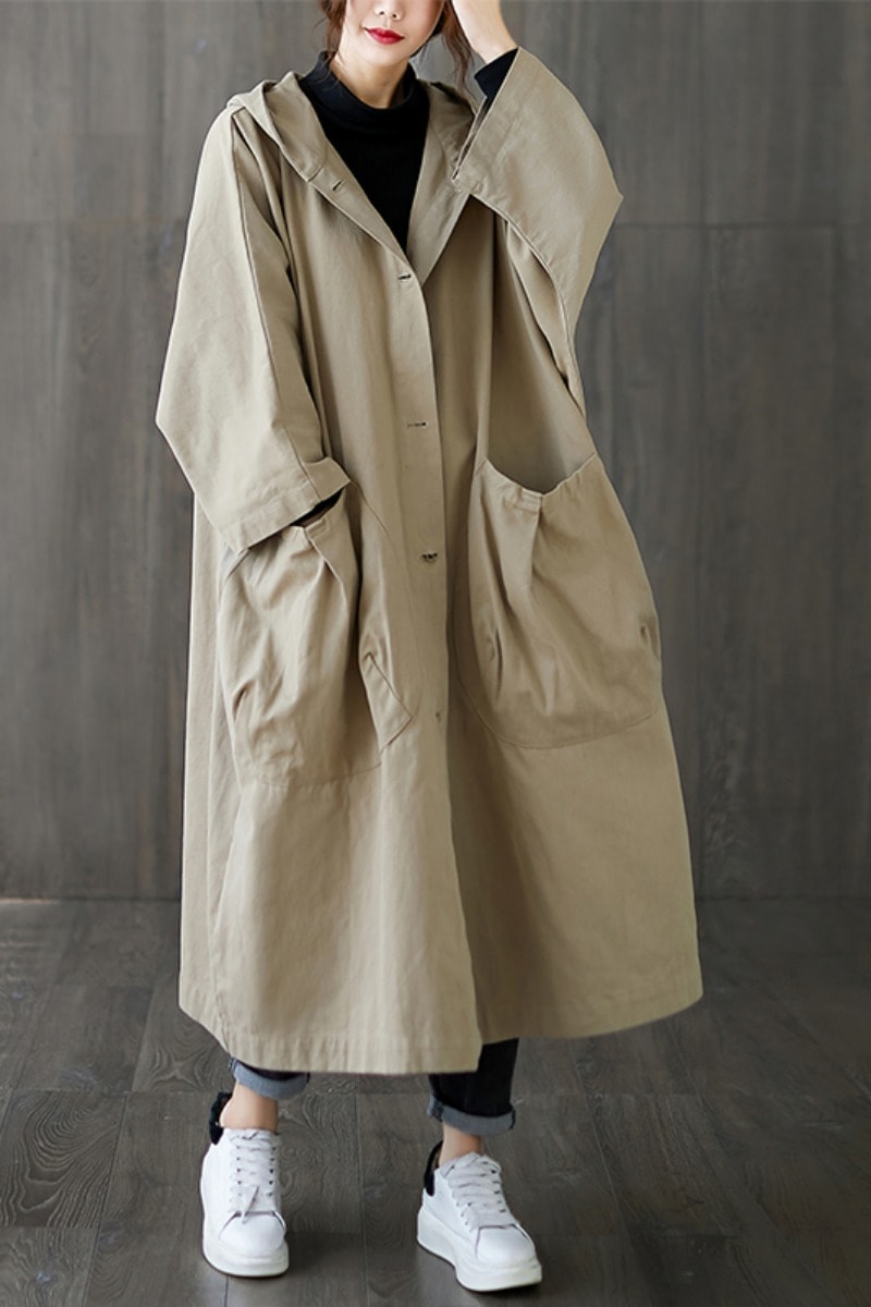アウター コート トレンチコート ロング ロング丈 長袖 ストレート ワイド ポリエステル 大人可愛い シンプル カジュアル ラフ メンズライク スポーティー 無地 春 10代 20代 30代 着回し