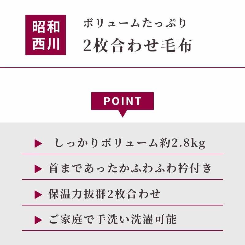 西川 毛布 ハイボリューム2枚合わせ毛布 厚手 しっかりボリューム 暖かい 約2.8kg 二枚合わせ毛布 シングル 昭和西川 6SA-2230504790 西川 毛布 ハイボリューム2枚合わせ毛布 厚手 しっかりボリューム 暖かい 約2.8kg 二枚合わせ毛布 シングル 昭和西川 6SA-2230504790