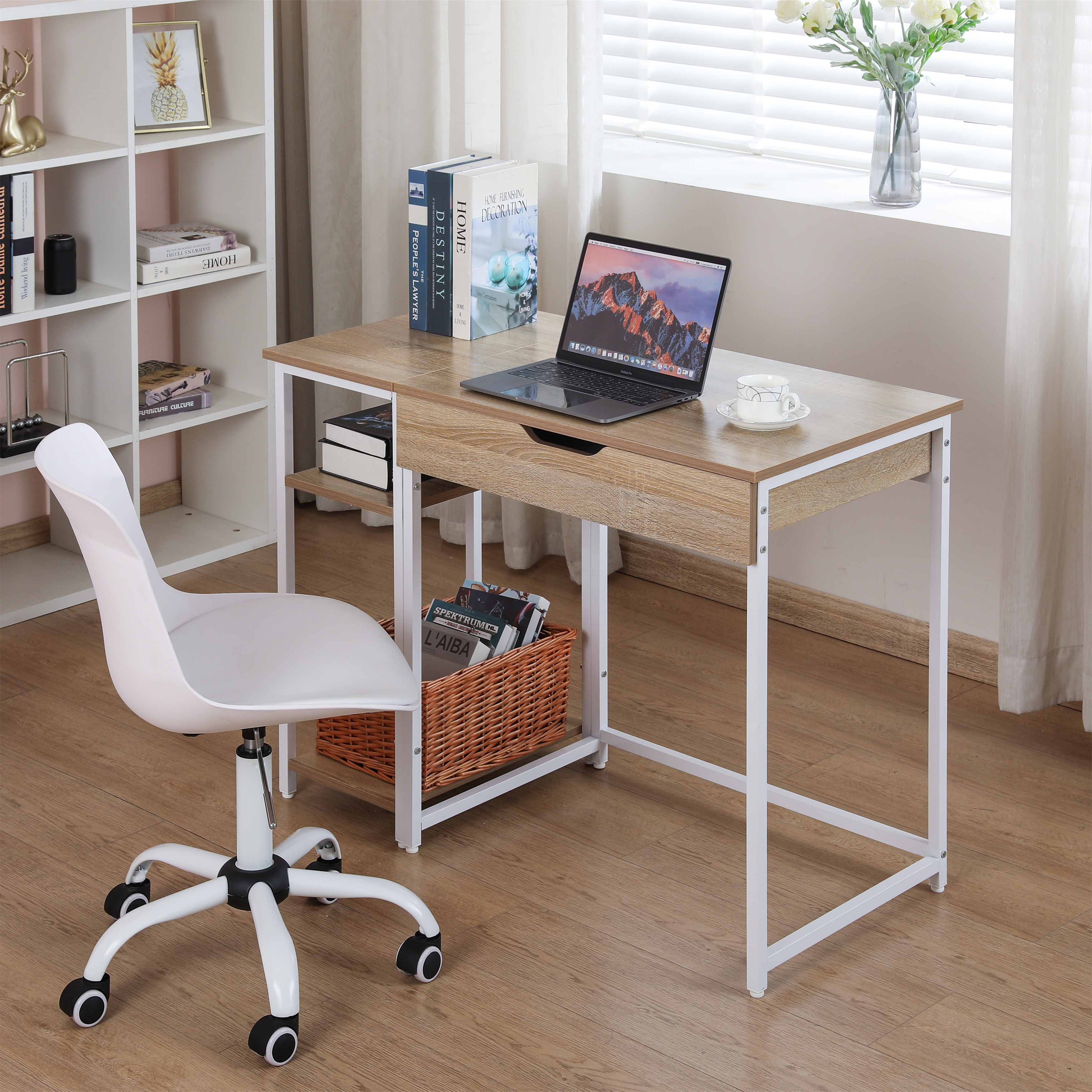 大好評！最安値挑戦!】パソコンデスク 一体分割両用 引き出し付き収納