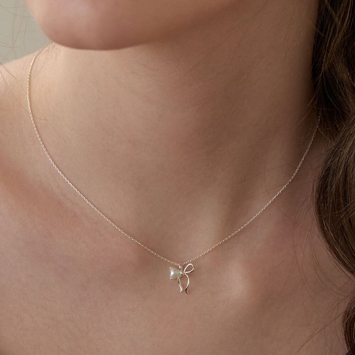 One Side Heart Ribbon Necklace 2色 おしゃれ アイドル愛用ブランド 韓国人気 韓国ファッション_2
