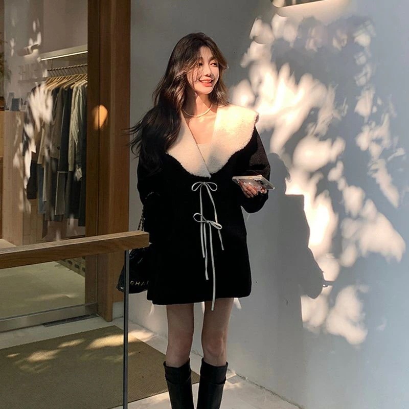 【早い者勝ち！】ラムズウール ファーコート 秋冬 レディース セミロング 厚手 毛皮コート 羽織り トップス ゆったり 百掛け カジュアルジャケット アウター 体型カバー-Q250419-2856