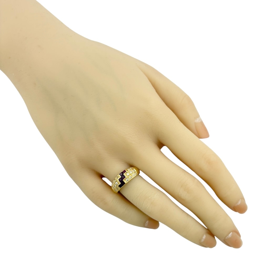 リング 指輪 12号 18金 K18イエローゴールド ルビー 中古 美品