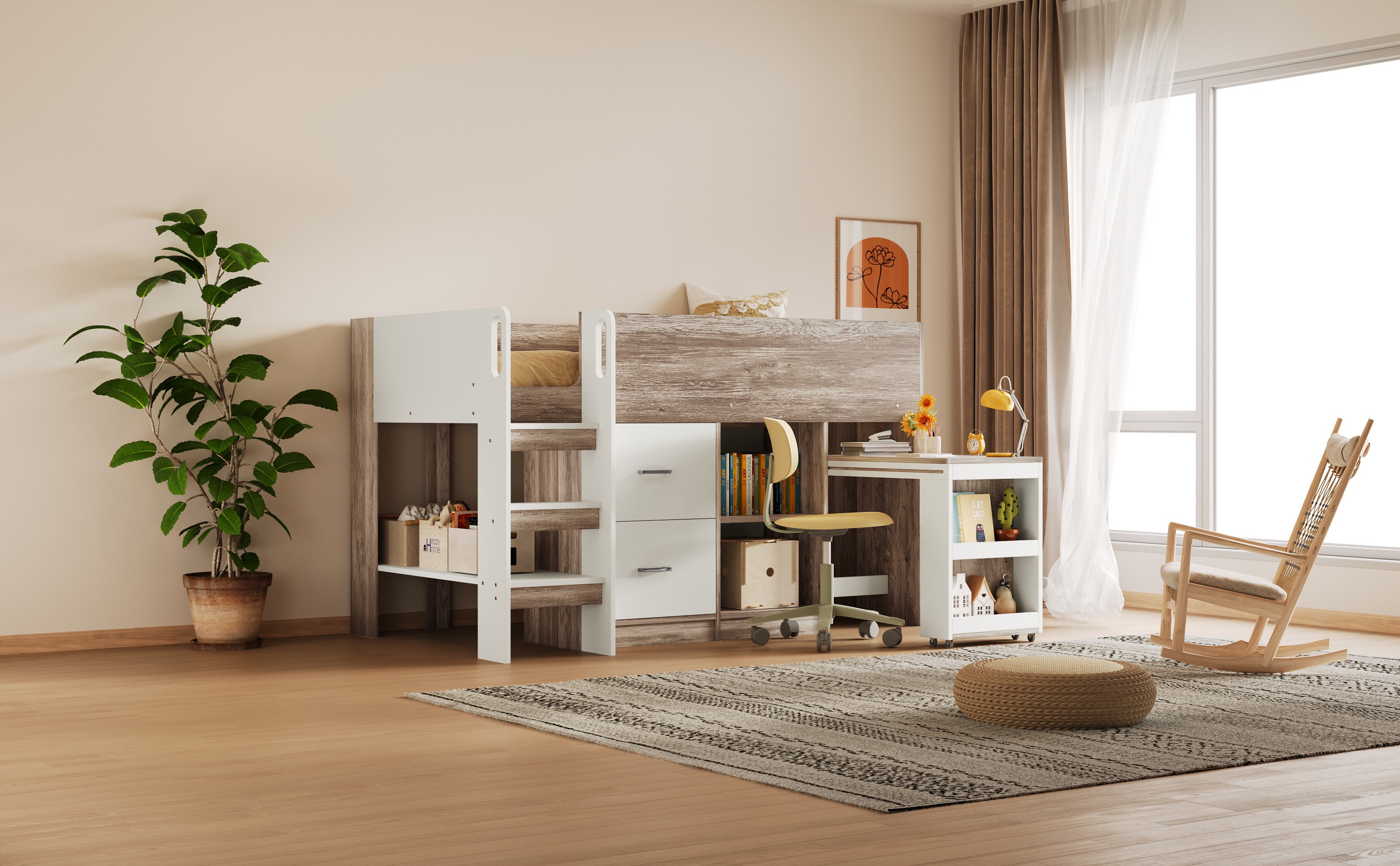 システムベッド ロフトベッド 階段付き S 木製 高さ120cm シングル