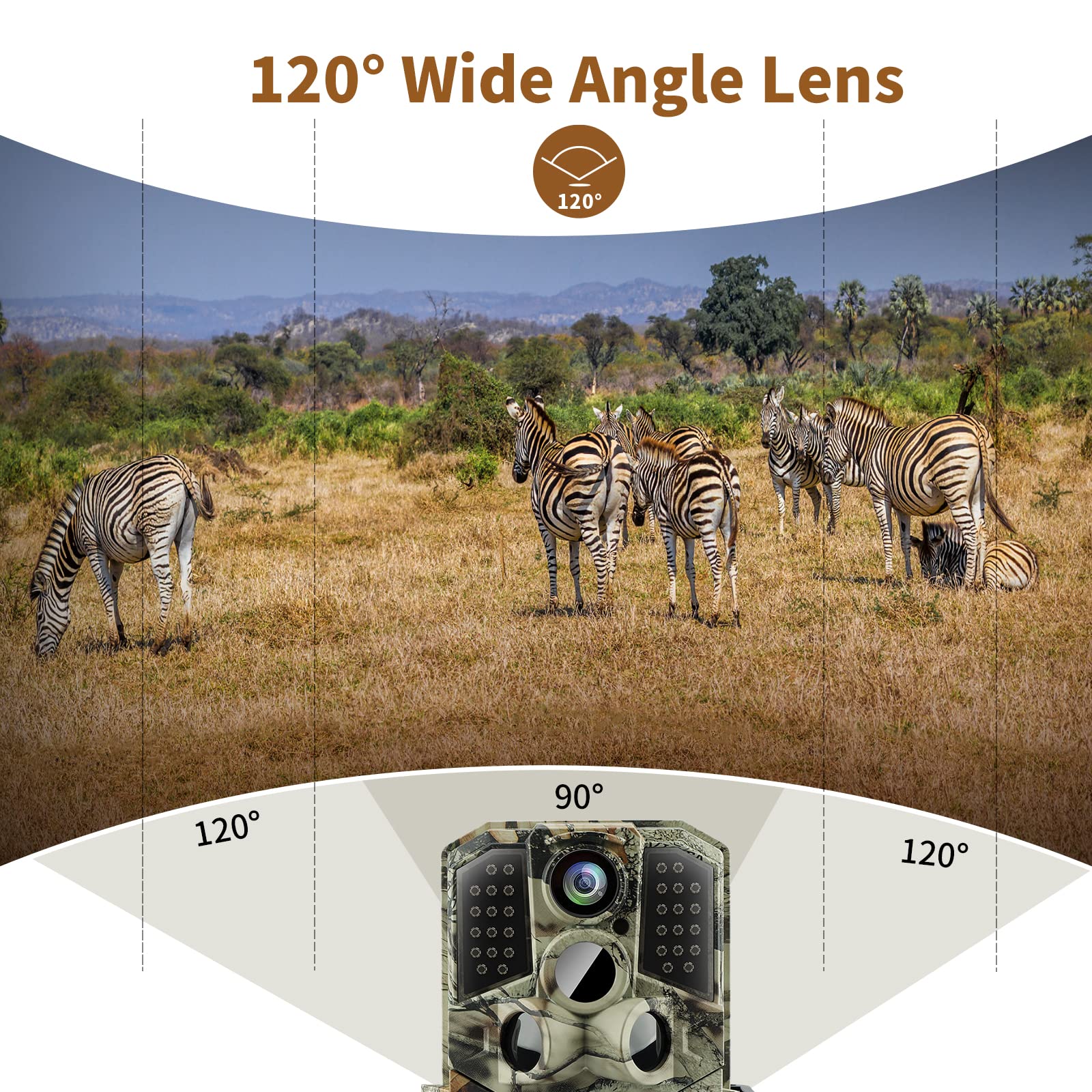 トレイルカメラ WOSODA 防犯カメラ 赤外線カメラ 1920PフルHD 2400万画素 IP66級防水防塵 32GBメモリーカード付き 0.2s超高速トリガー 120超広検知範囲 内蔵マイク 電池