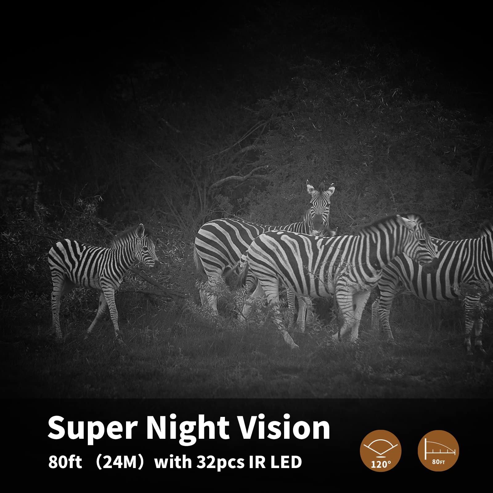 トレイルカメラ WOSODA 防犯カメラ 赤外線カメラ 1920PフルHD 2400万画素 IP66級防水防塵 32GBメモリーカード付き 0.2s超高速トリガー 120超広検知範囲 内蔵マイク 電池