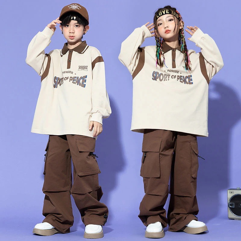 子供の街のダンスのファッション服の男の子のヒップホップの長袖のhiphopの出演服の女の子のジャズのダンスの服の子供のショーのスーツ