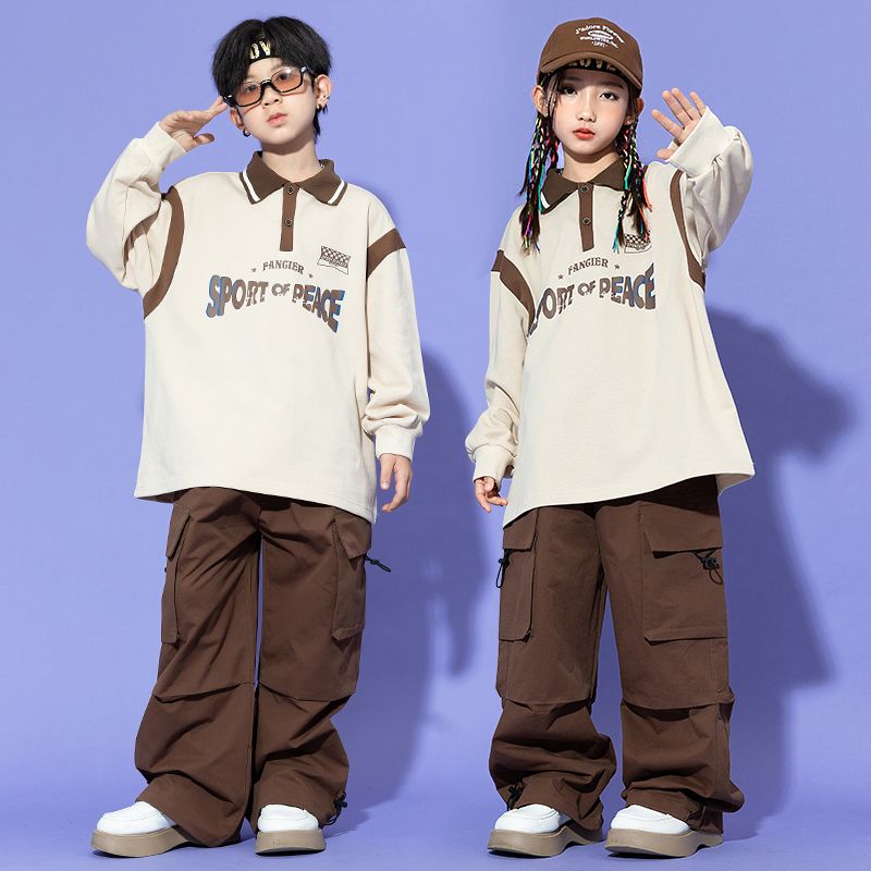 子供の街のダンスのファッション服の男の子のヒップホップの長袖のhiphopの出演服の女の子のジャズのダンスの服の子供のショーのスーツ