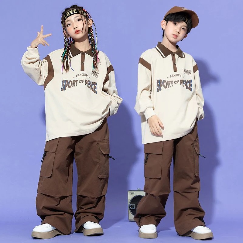 子供の街のダンスのファッション服の男の子のヒップホップの長袖のhiphopの出演服の女の子のジャズのダンスの服の子供のショーのスーツ