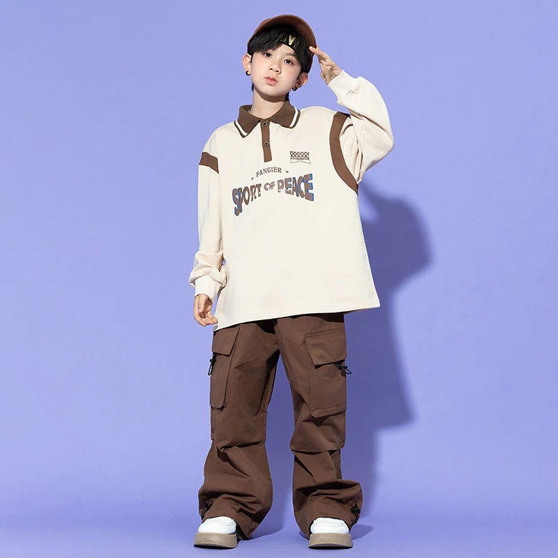 子供の街のダンスのファッション服の男の子のヒップホップの長袖のhiphopの出演服の女の子のジャズのダンスの服の子供のショーのスーツ