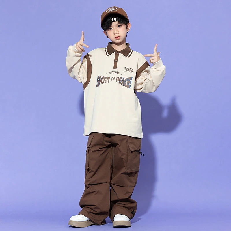 子供の街のダンスのファッション服の男の子のヒップホップの長袖のhiphopの出演服の女の子のジャズのダンスの服の子供のショーのスーツ